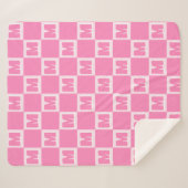 Couverture Sherpa Tendance Rose Monogramme Carreaux Initiale (Devant (Horizontal))