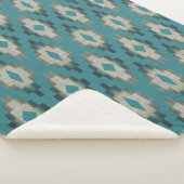 Couverture Sherpa Tendance Turquoise Bleu Taupe Brown Beige Grey Tri (3/4)