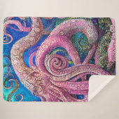 Couverture Sherpa Tentacles de pieuvre rose (Devant (Horizontal))