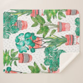 Couverture Sherpa Terra cotta Pots Aquarelle Maison Plantes sans cou (Devant (Horizontal))