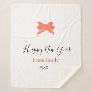 Couverture Sherpa Terracotta bow happy new year name year boho retro