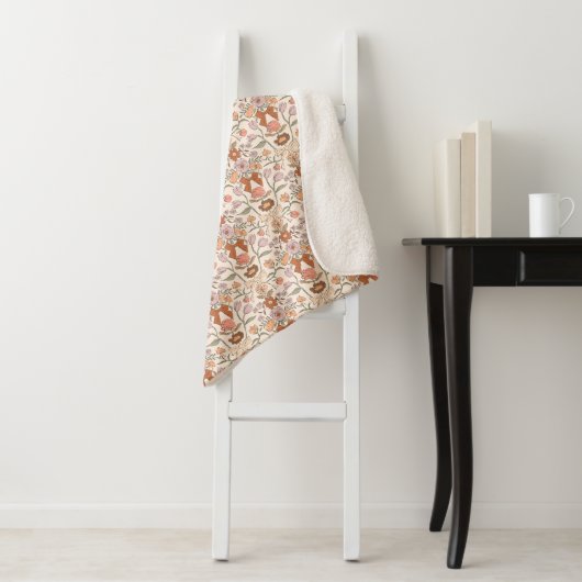 Couverture Sherpa Terracotta Bows and Blossoms Rustique (En situation)