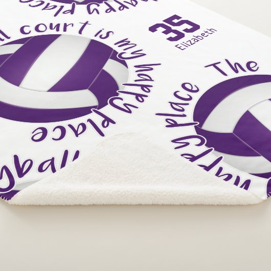 Couverture Sherpa terrain de volley-ball blanc violet filles heureux (3/4)