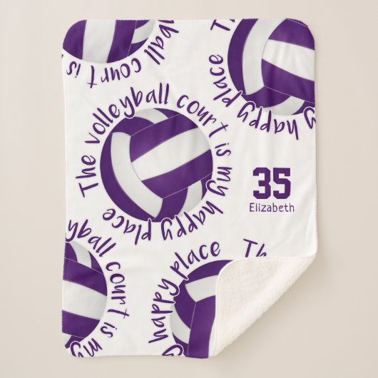 Couverture Sherpa terrain de volley-ball blanc violet filles heureux (Devant)