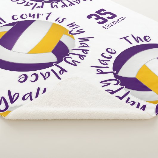 Couverture Sherpa terrain de volley-ball en or violet heureux (3/4)