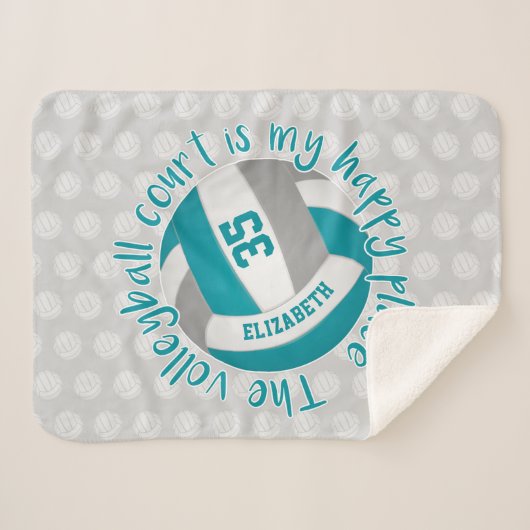 Couverture Sherpa terrain de volley-ball gris turquoise (Devant (Horizontal))