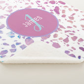 Couverture Sherpa Terrazzo Abstrait customisé rose et Motif bleu (3/4)