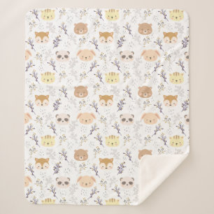 Couverture Sherpa Tête D'Animal Adorable Et Motif Floral