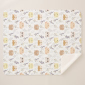 Couverture Sherpa Tête D'Animal Adorable Et Motif Floral (Devant (Horizontal))