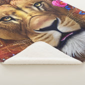 Couverture Sherpa Tête de lion florale (3/4)