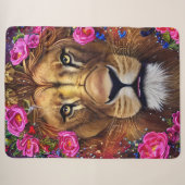 Couverture Sherpa Tête de lion florale (Devant (Horizontal))