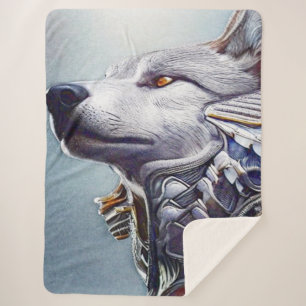 Couverture Sherpa Tête de loup d'inspiration vintage - Nostalgic