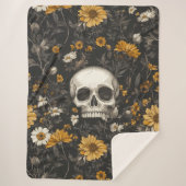 Couverture Sherpa Tête de mort avec fleurs (Devant)