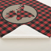 Couverture Sherpa Tête d'orignal rouge noire (3/4)