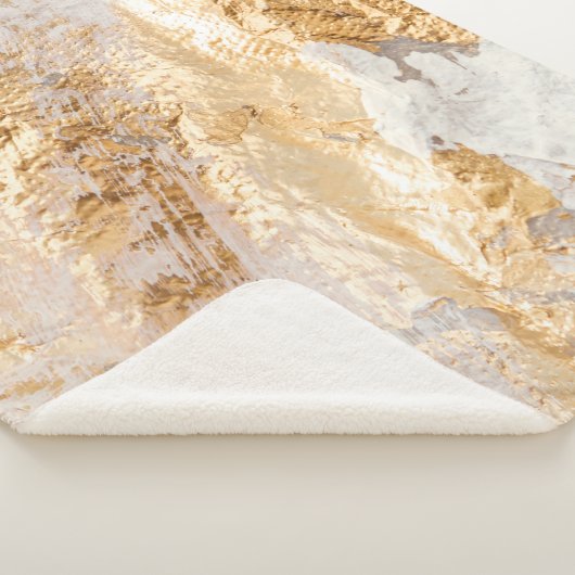 Couverture Sherpa Tex Arrière - plan Peint Moderne Blanc Et Or (3/4)