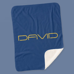 Couverture Sherpa Texte élégant modifiable   Or et bleu marine