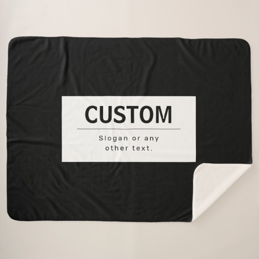 Couverture Sherpa Texte modifiable moderne en gras | Noir & Blanc (Devant (Horizontal))