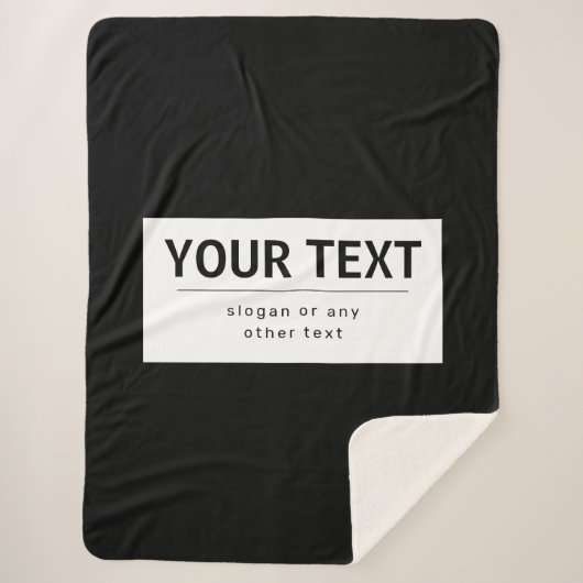 Couverture Sherpa Texte modifiable moderne en gras | Noir & Blanc (Devant)