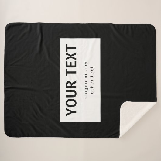 Couverture Sherpa Texte modifiable moderne en gras | Noir & Blanc (Devant (Horizontal))