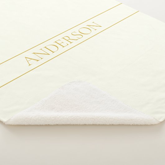 Couverture Sherpa Texte personnalisable simple et élégant | Or blanc (3/4)