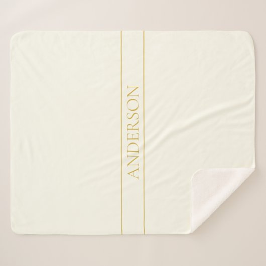 Couverture Sherpa Texte personnalisable simple et élégant | Or blanc (Devant (Horizontal))