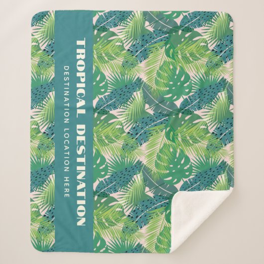 Couverture Sherpa Texte personnalisé du Motif Palm Leaf Abstrait (Devant)