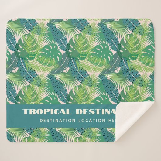 Couverture Sherpa Texte personnalisé du Motif Palm Leaf Abstrait (Devant (Horizontal))