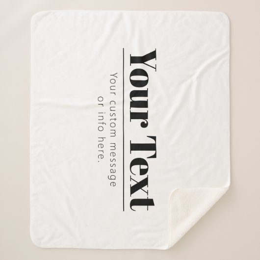 Couverture Sherpa Texte rétro-moderne élégant | Noir & Blanc (Devant)