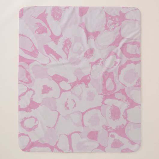 Couverture Sherpa textile floral rose et blanc (Devant)