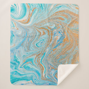 Couverture Sherpa texture Abstraite en marbre bleu