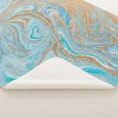 Couverture Sherpa texture Abstraite en marbre bleu (3/4)