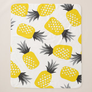 Couverture Sherpa Texture ananas, Motif d'été Vintage.