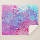 Couverture Sherpa Texture créative bleu-rose, taches de peinture. (Devant (Horizontal))