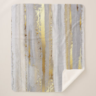 Couverture Sherpa Texture d'aquarelle en or gris luxe