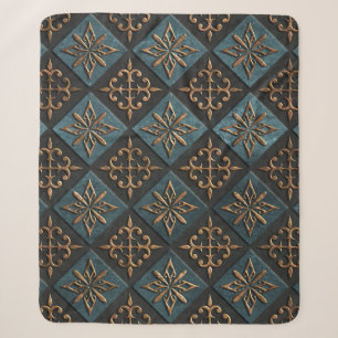 Couverture Sherpa Texture de bronze avec motif de sculpture.