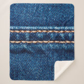 Couverture Sherpa Texture de denim bleu avec couture, Jeans (Devant)