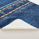 Couverture Sherpa Texture de denim bleu avec couture, Jeans (3/4)