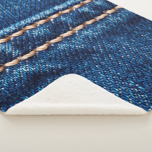 Couverture Sherpa Texture de denim bleu avec couture, Jeans (3/4)