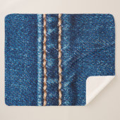 Couverture Sherpa Texture de denim bleu avec couture, Jeans (Devant (Horizontal))