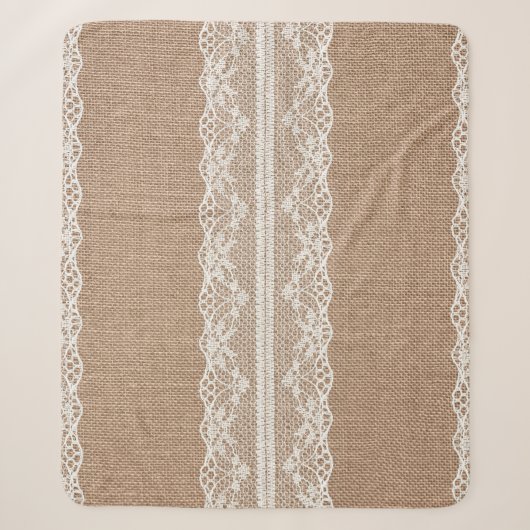 Couverture Sherpa Texture de dentelle blanche Brown (Devant)