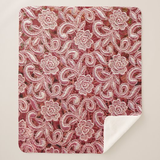 Couverture Sherpa Texture de dentelle rose fine avec vin magnifique  (Devant)