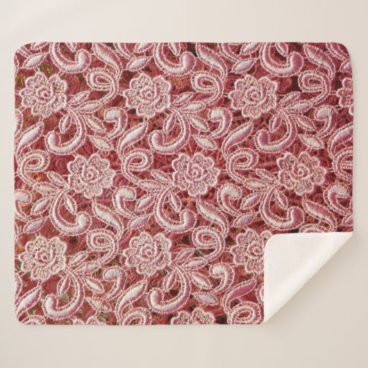 Couverture Sherpa Texture de dentelle rose fine avec vin magnifique  (Devant (Horizontal))
