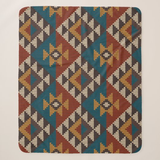 Couverture Sherpa Texture de laine aztèque Tribal. (Devant)