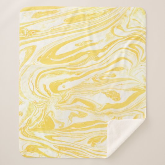 Couverture Sherpa Texture de marbre jaune. Main dessinée (Devant)