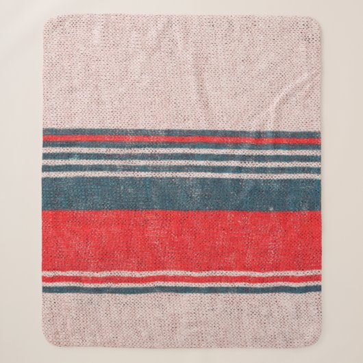 Couverture Sherpa Texture de tricot lin avec rayures d'impression ro (Devant)