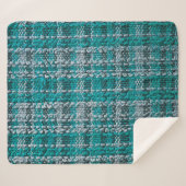 Couverture Sherpa Texture du tissu écossais turquoise (Devant (Horizontal))