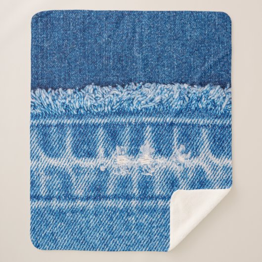 Couverture Sherpa Texture en jean bleu (Devant)