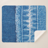Couverture Sherpa Texture en jean bleu (Devant (Horizontal))