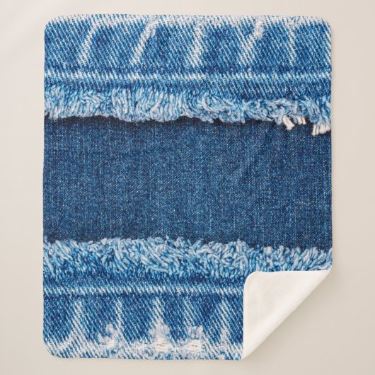 Couverture Sherpa Texture en tissu de jean denim bleu (Devant)