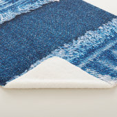 Couverture Sherpa Texture en tissu de jean denim bleu (3/4)